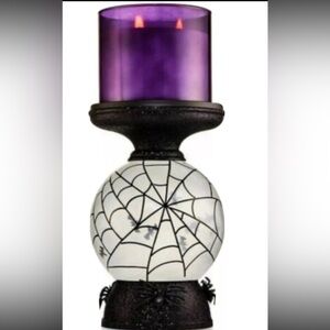 Rare bath and body works halloween candle holder swirling bats spider globe
